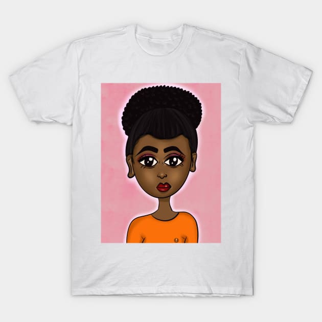 Cute art black anime style digital art T-Shirt by Spinkly Creations 